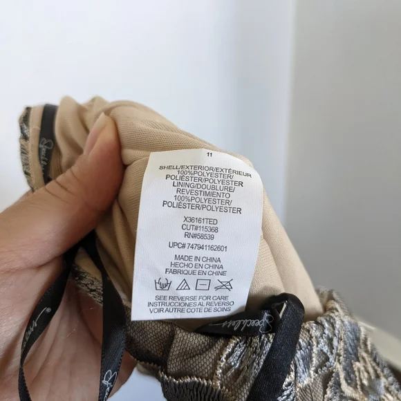 Xtraordinary Embroidered Floral and Lace Mini Dress, Silver and Nude, Junior 11 - Picture 8 of 9